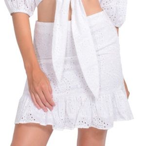 Eli eyelet mini skirt white - small